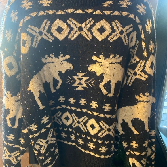 Epic vintages moose snowflake the  ALPS brand L holiday sweater cabin elk - Picture 5 of 6